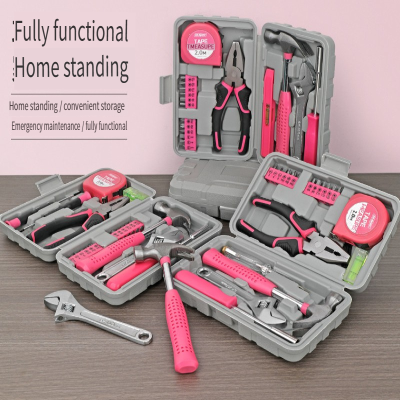Power Tools Plumbing - 13-częściowy różowy zestaw narzędzi DIY z