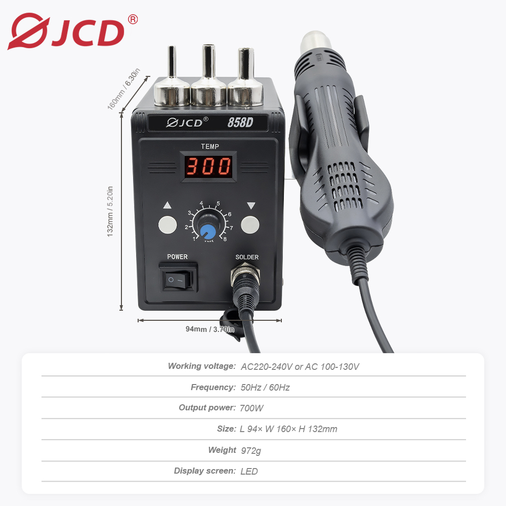 JCD Hot Air Gun 858D 700W BGA  – Heat Gun Variable recenzja i cena